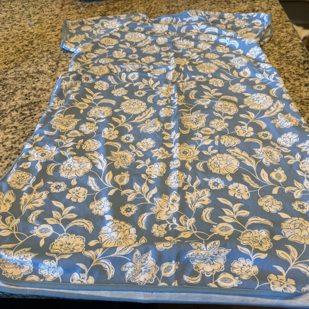 Lake Women's Pima Nightgown Blue with Flowers - Small - Picture 2 of 3